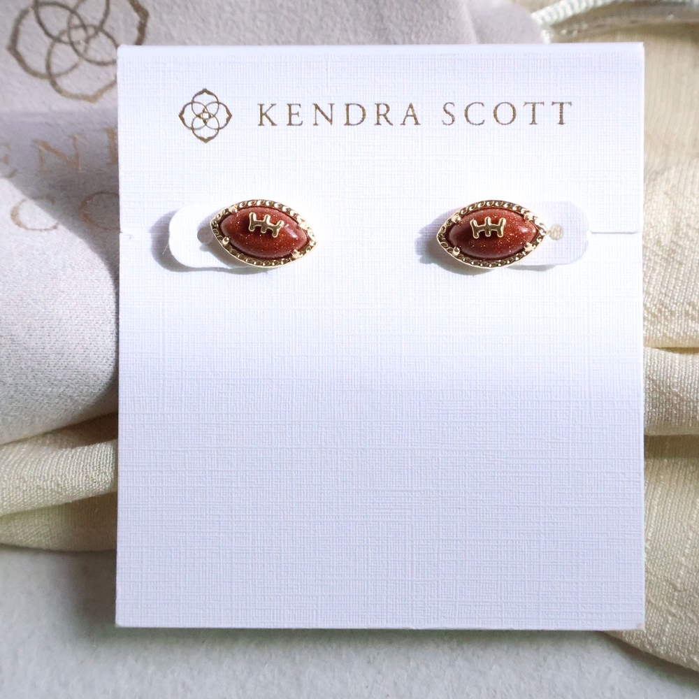 [Kendra Scott] Football Gold Orange Goldstone Stud Earrings